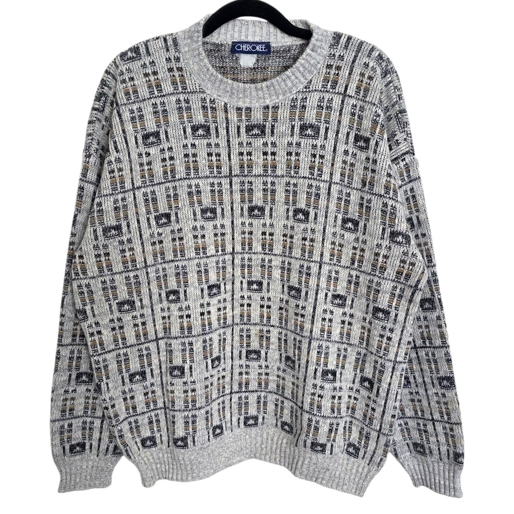Vintage Cherokee Gray Pullover Crewneck Dad Sweater Large /‎ XL